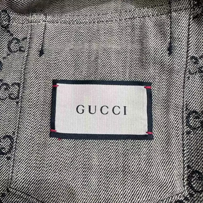 Gucci Monogram Leather Patchwork Denim Jacket - 3