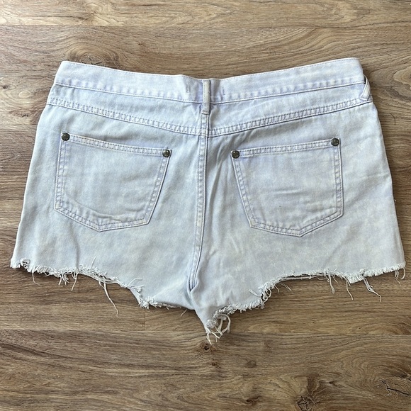 Free People Lilac Purple Distressed Taw Hem Denim Shorts - 7