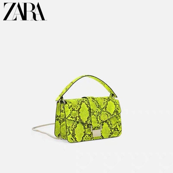 Zara Neon Animal Reptile Snake Print Mini City Bag - 3