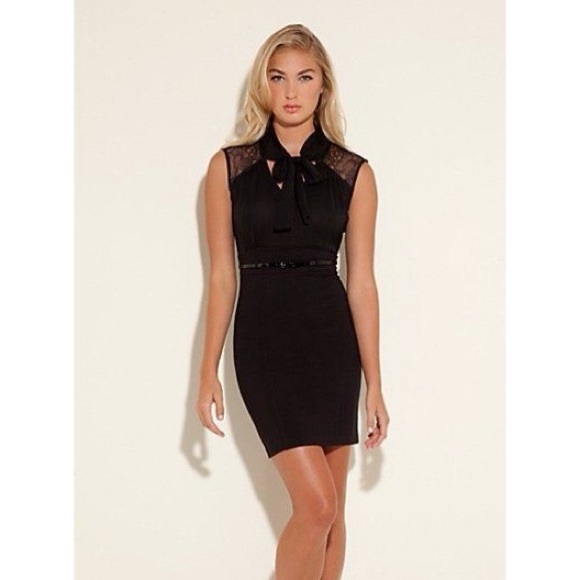 Guess Fiona Cap Sleeve Lace Detail Belted Dress - 1