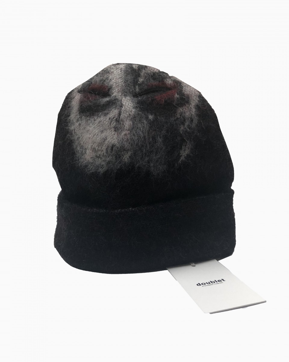 Mohair Knit Dracula Beanie / Mask - Black - 2