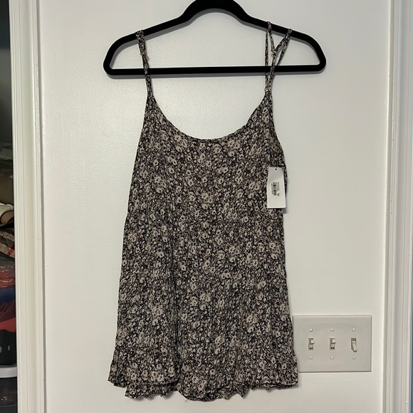 Brandy Melville Floral Tiered Open Back Ruffle Tunic - 1