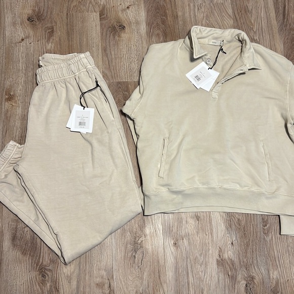 Onia Garment Dye Terry Jogger + Polo in Swan - 10