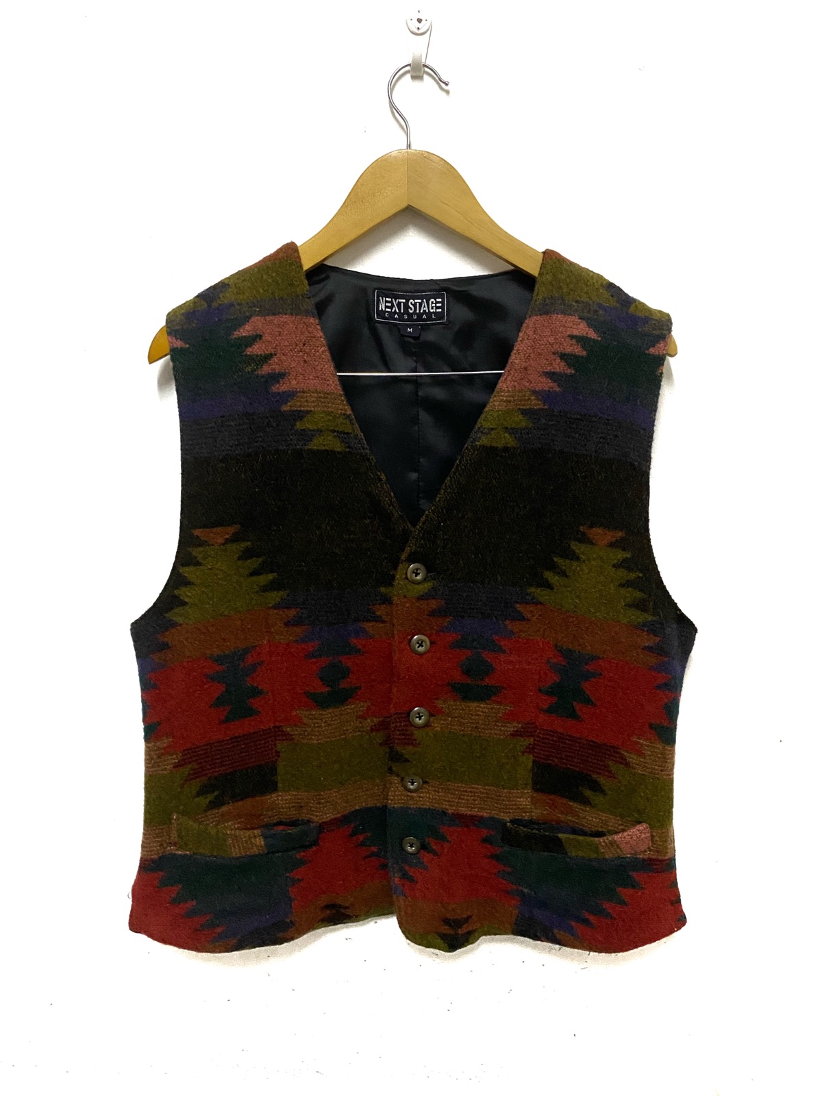 Japanese Brand - Japanese Abstract Aztec Navajo Wool Vest - 1