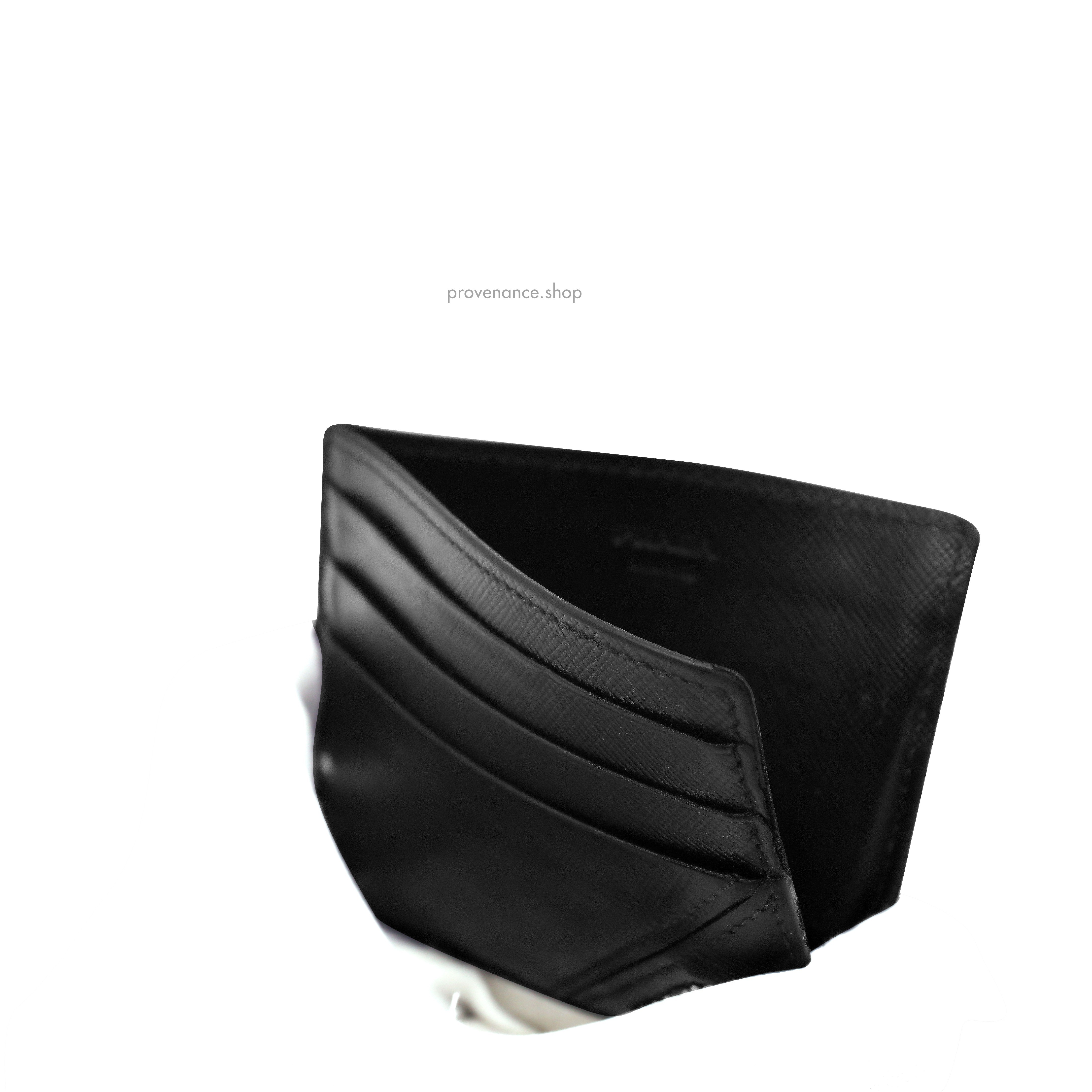 Prada Logo Card Holder Wallet - Black Saffiano Leather - 5