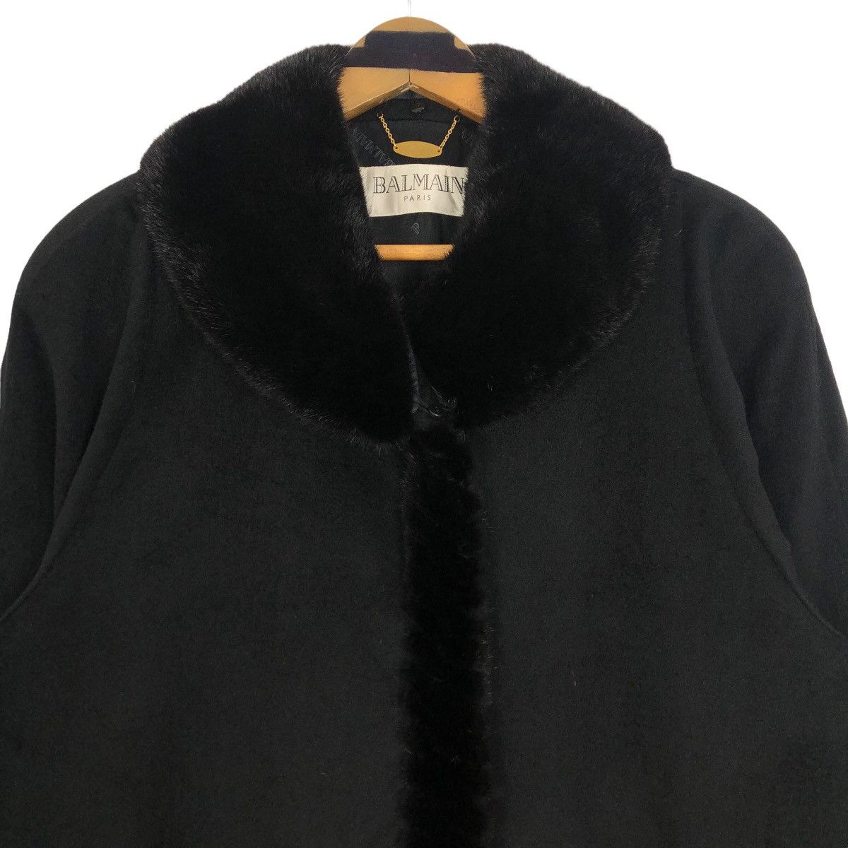 Balmain Paris Faux Fur Pure Cashmere Long Coat - 4