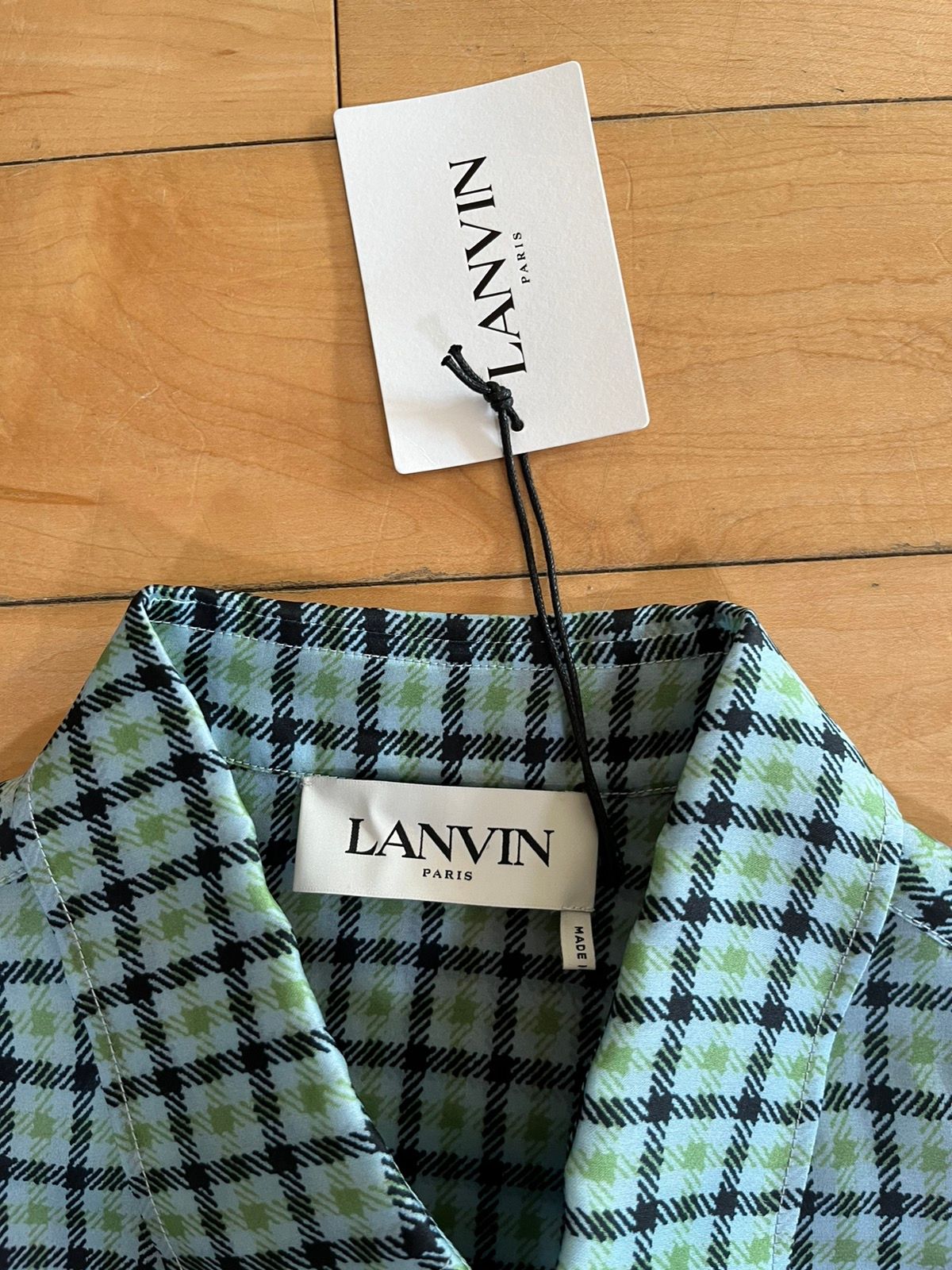 NWT - Lanvin Distorted Check Silk Bowling Shirt - 3