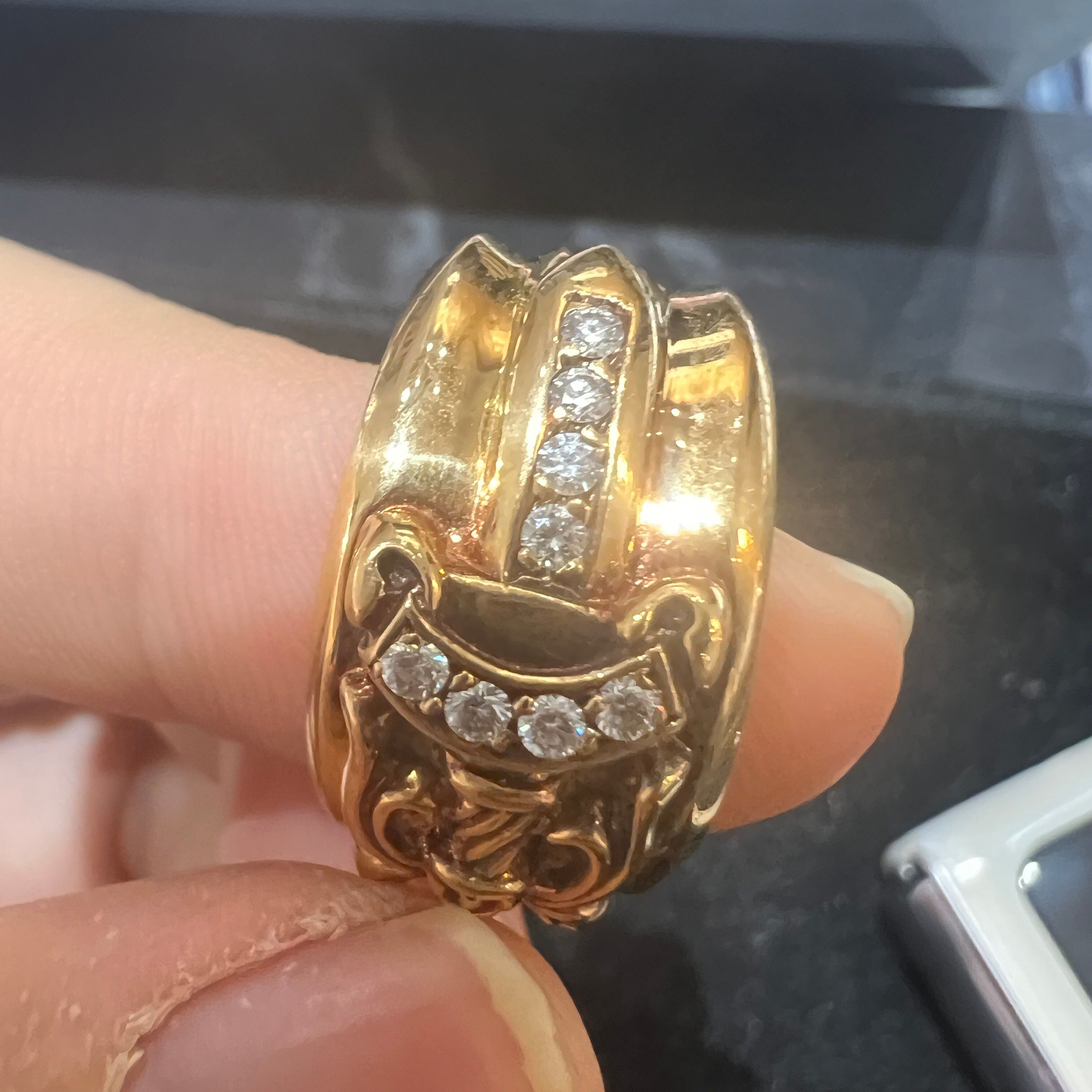 Chrome Hearts Gold Diamond Dagger Ring US9 - 2