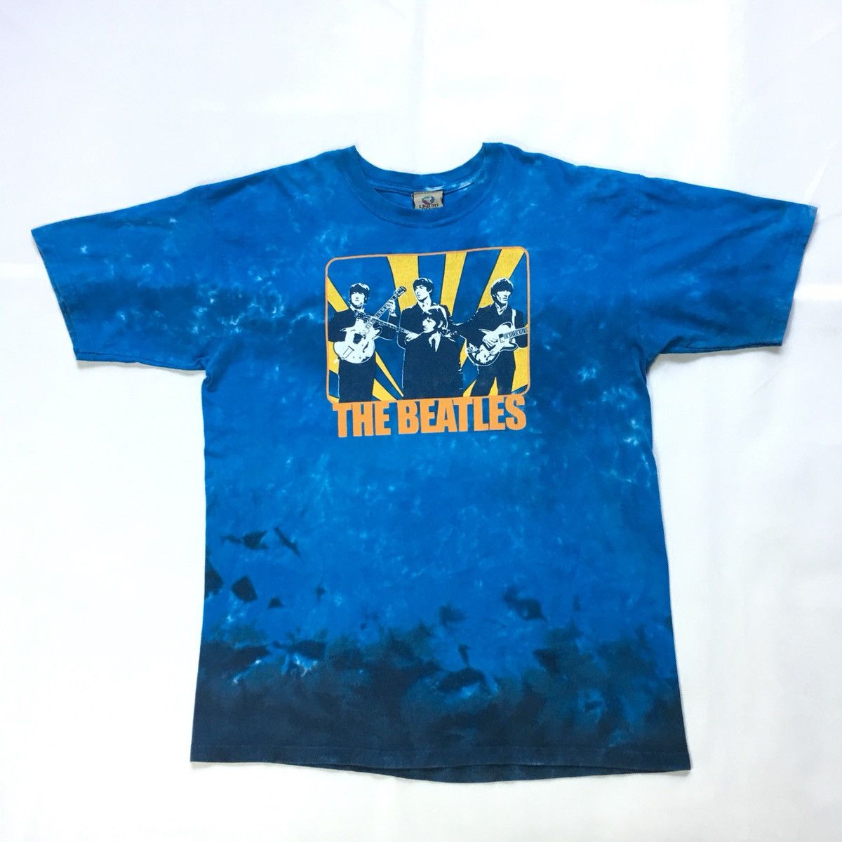 Vintage The Beatles Psychedelic Liquid Blue Tie Dye Tshirt - 2