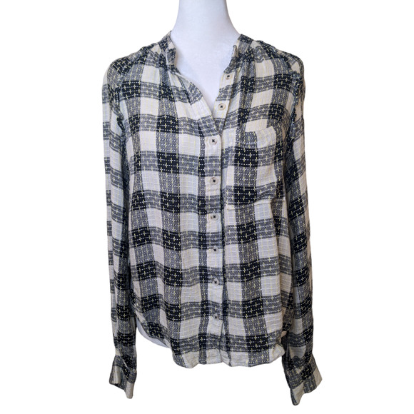 Anthropologie PILCRO Breezy Buttondown Gingham Blouse Medium - 3