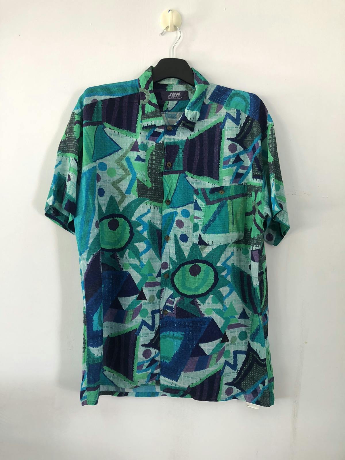 Vtg JUNMEN Rayon Shirt hawaii - 1