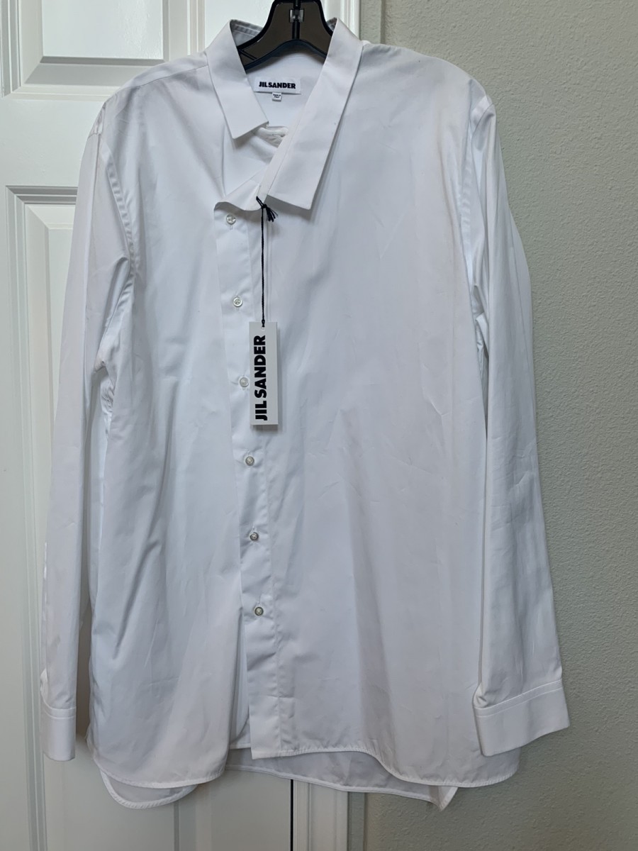 Assymetric collar cotton shirt - 1