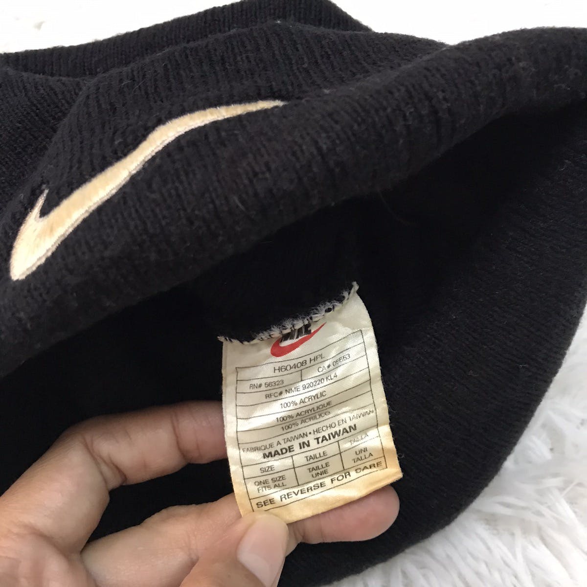 Vintage Nike Beanie Snow Cap Hat Embroidered Swoosh Log - 5