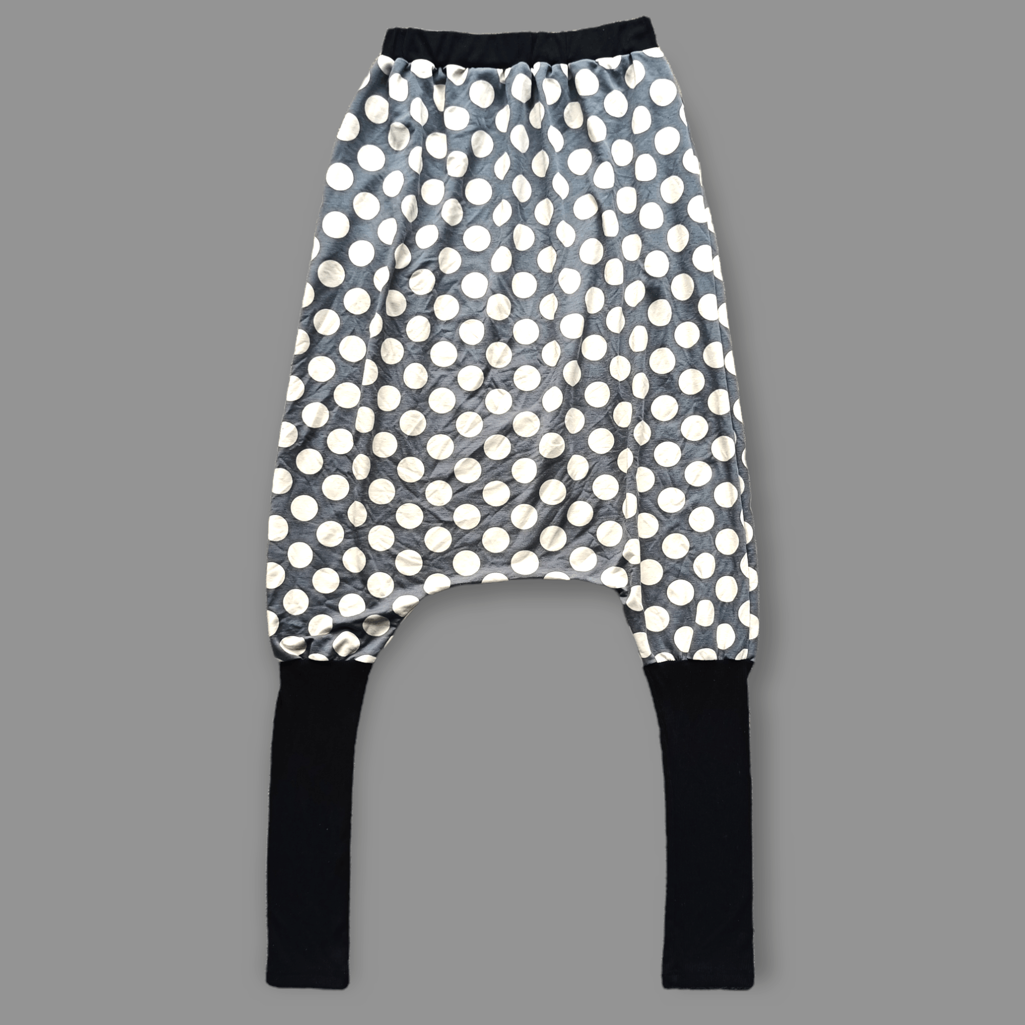 Archival Clothing - Japanese Brand White Black Polka Dot Baggy Harem Pants - 2