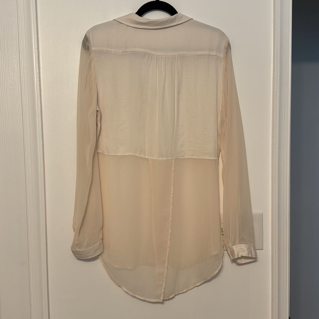 Free People Best of Both Worlds Semi-Sheer Top in Cream Off-White - 10