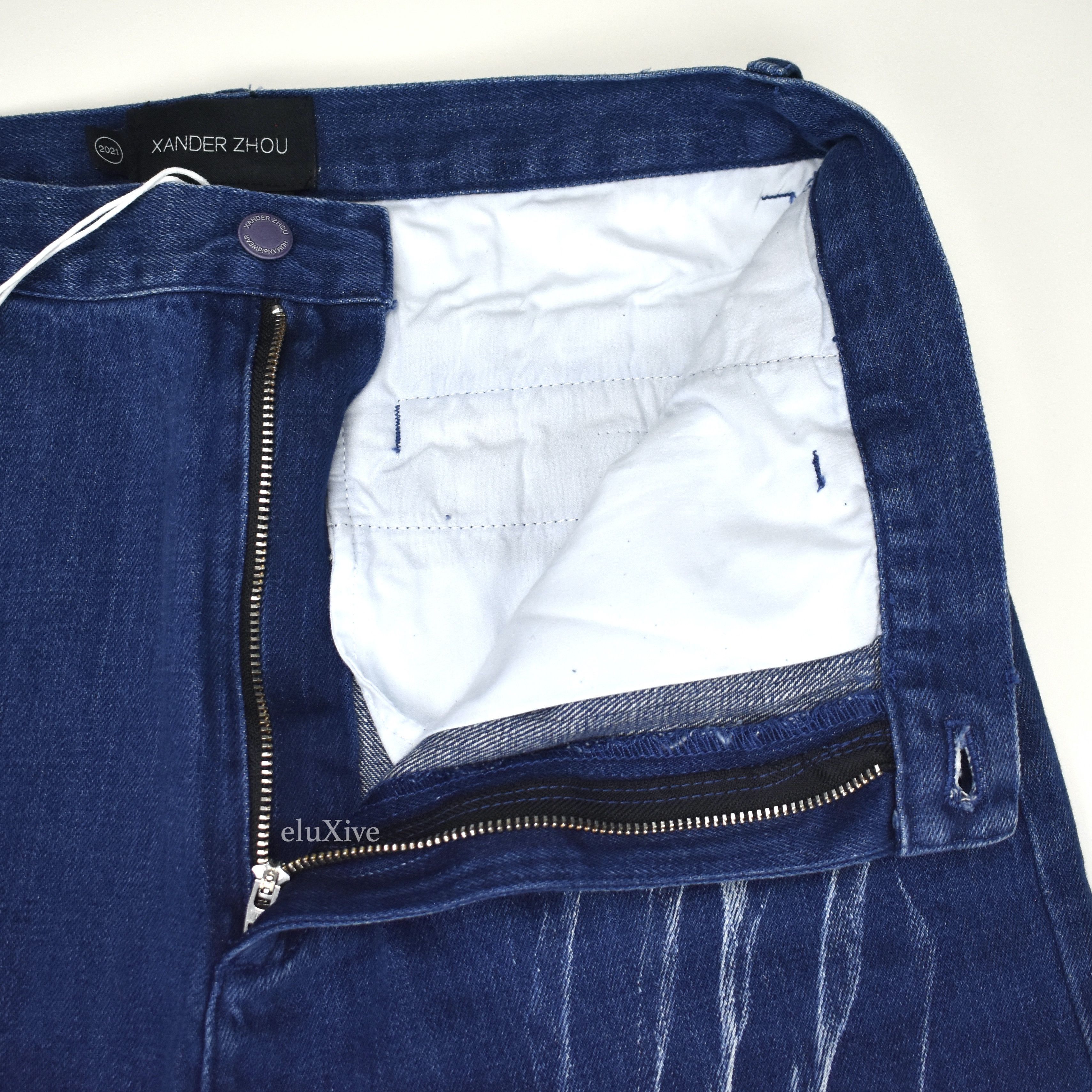 Xander Zhou Blue Spiral Effect Denim Jeans - 3