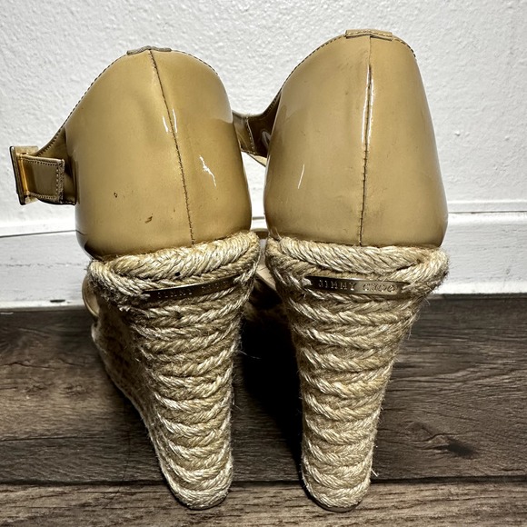 Jimmy Choo Porto Espadrille Wedge Sandals Patent Crisscross Straps Tan 36.5 6 - 4