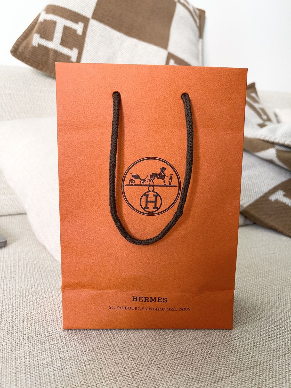 Authentic Hermes Orange Small Shopping Bag - 1