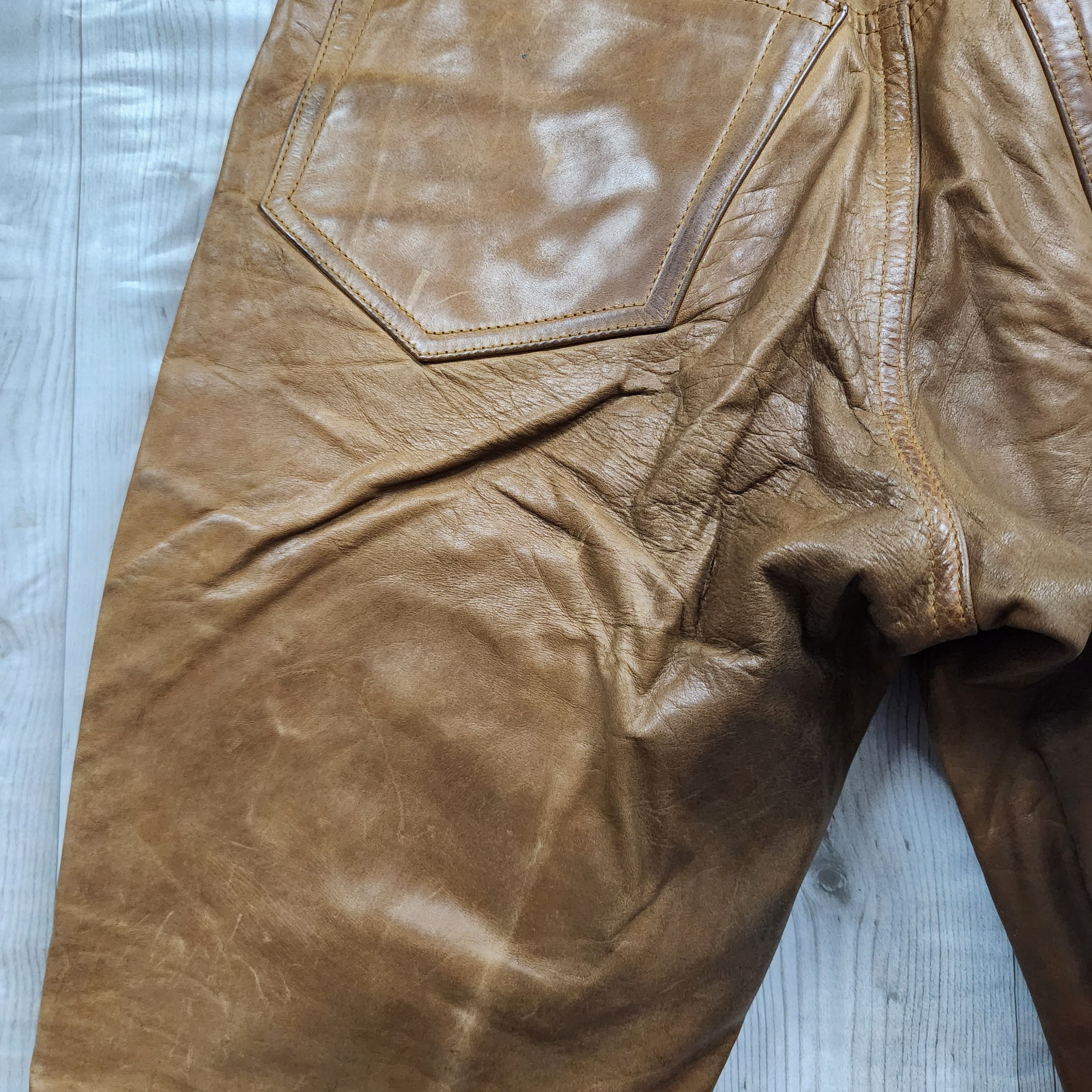 Genuine Leather - Vintage 5351 Pour Les Hommes Genuine Cow Leather Pants Japan - 13