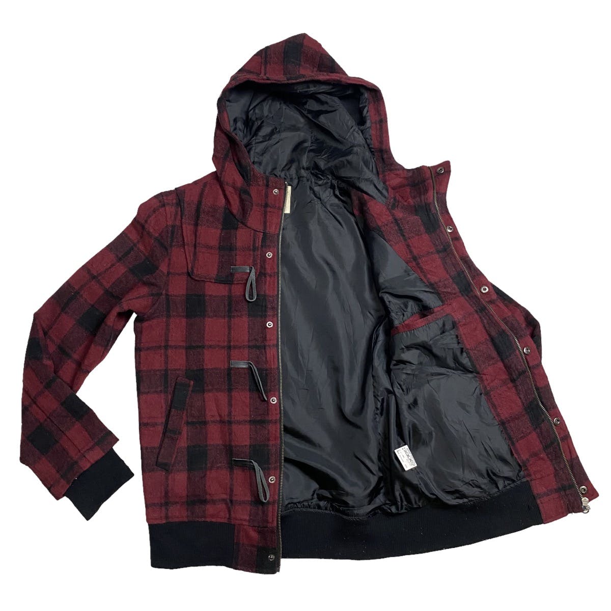 Japanese Brand - Made in Heaven tartan duffle hoodie jacket - 6