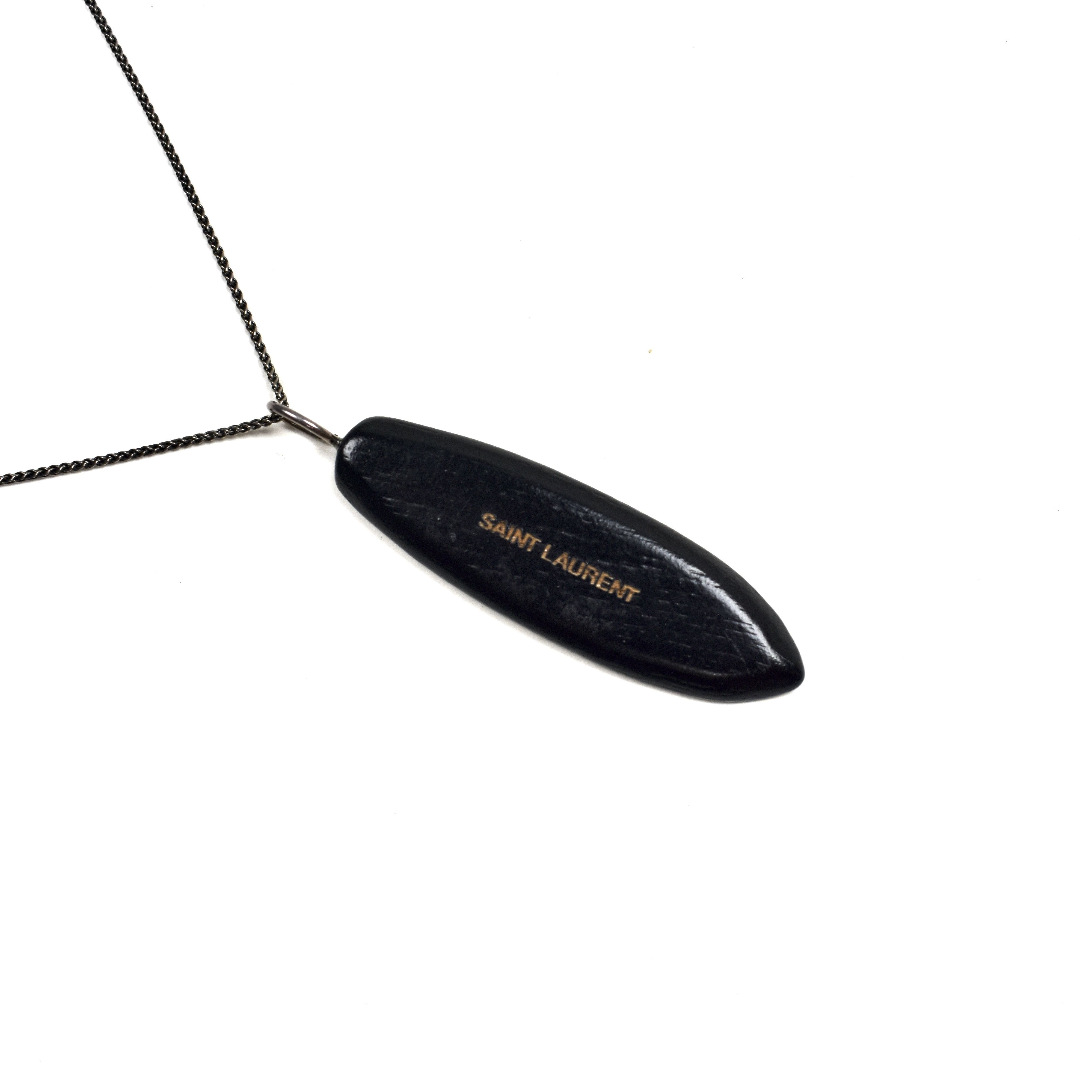 Saint Laurent Wooden Surfboard Logo Pendant Chain Necklace - 3