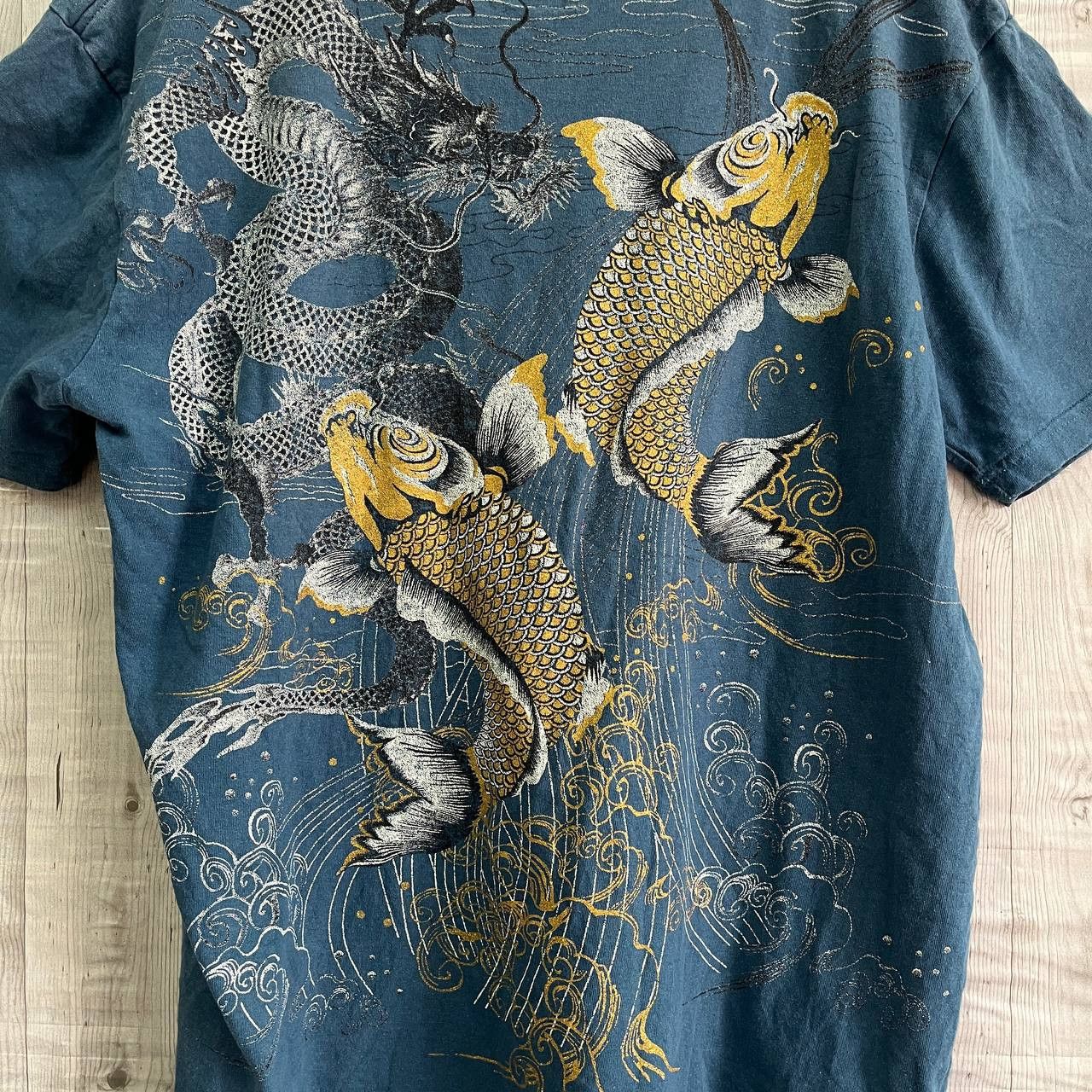 Japanese Brand - Vintage Sukajan TShirt Full Printed Japanese Koi Fish Dragon - 12