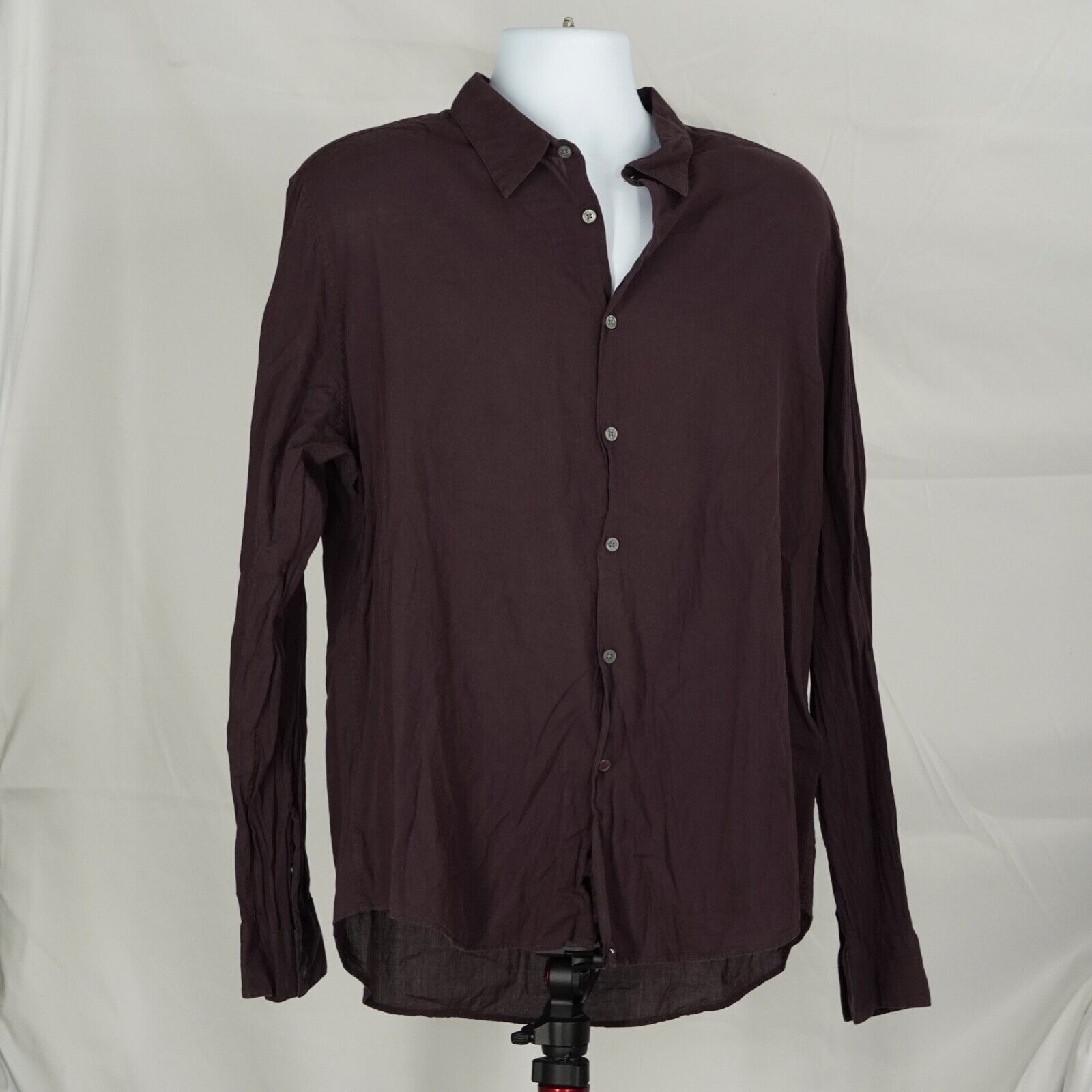 John Varvatos - John Varvatos Star Burgundy Button Up Rounded Hem - 11