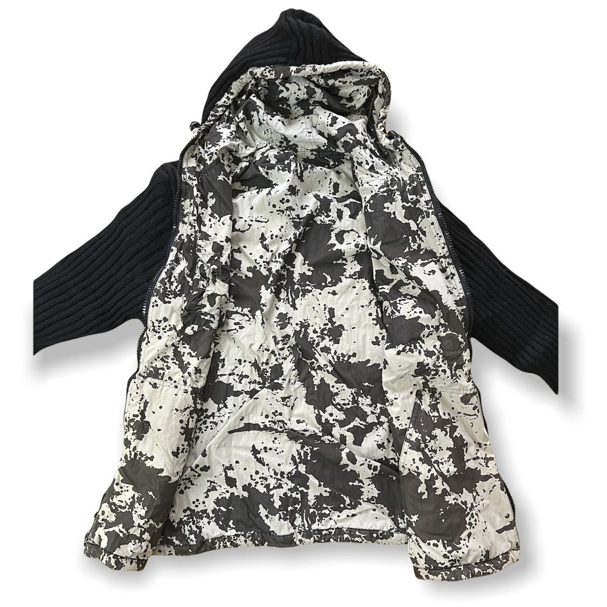 VERY RARE C.F.W.S CAMOUFLAGE REVERSIBLE KNITWEAR HOODIE - 9