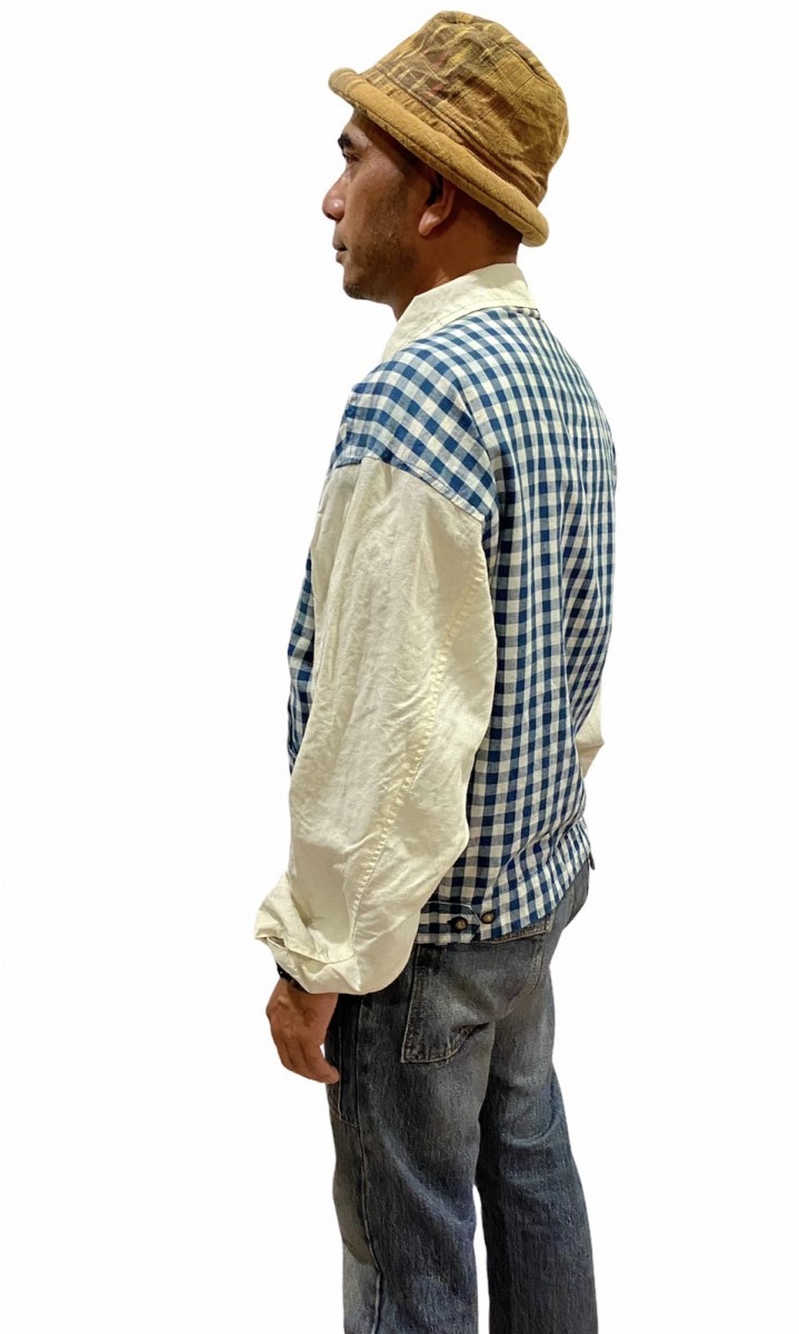 Vintage - Checkered James Dean Linen Cotton Zipper Jacket - 4