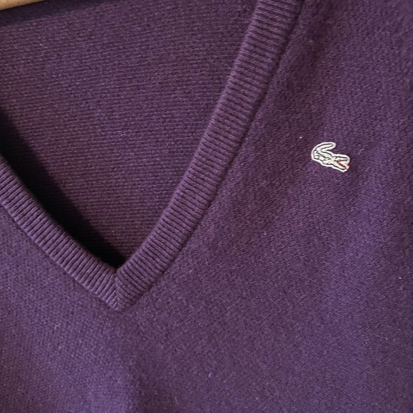 Lacoste cashmere Y2K v neck sweater purple - 3