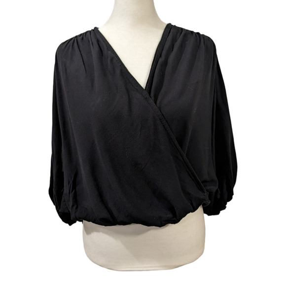 Petal & Pup - Petal + Pup Zermatt Black Dolman Sleeve Faux Wrap Blouse S/M - 2