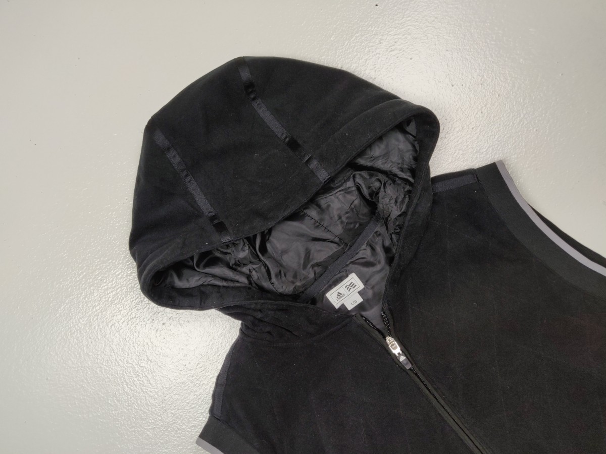 Quilted Velvet Hoodie Vest Jacket Outerwear - 2
