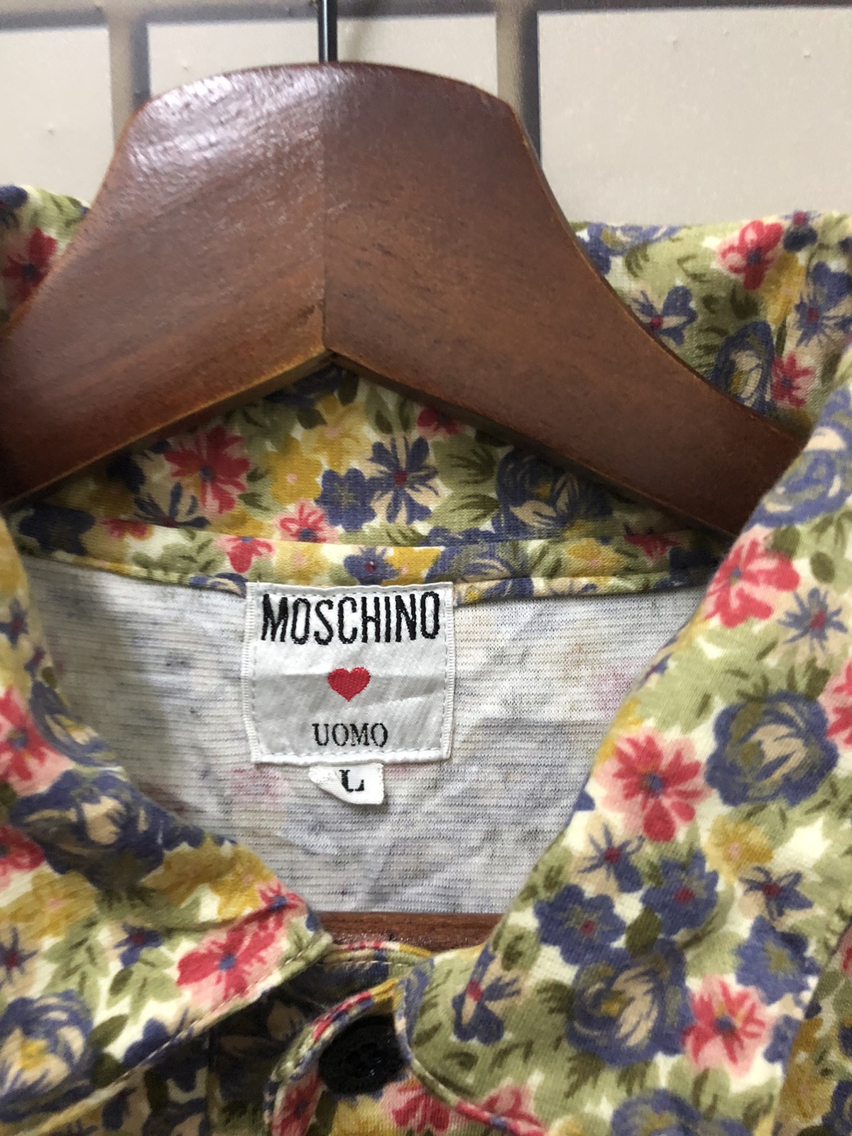 Vintage moschino polo tee fullprint button up - 5