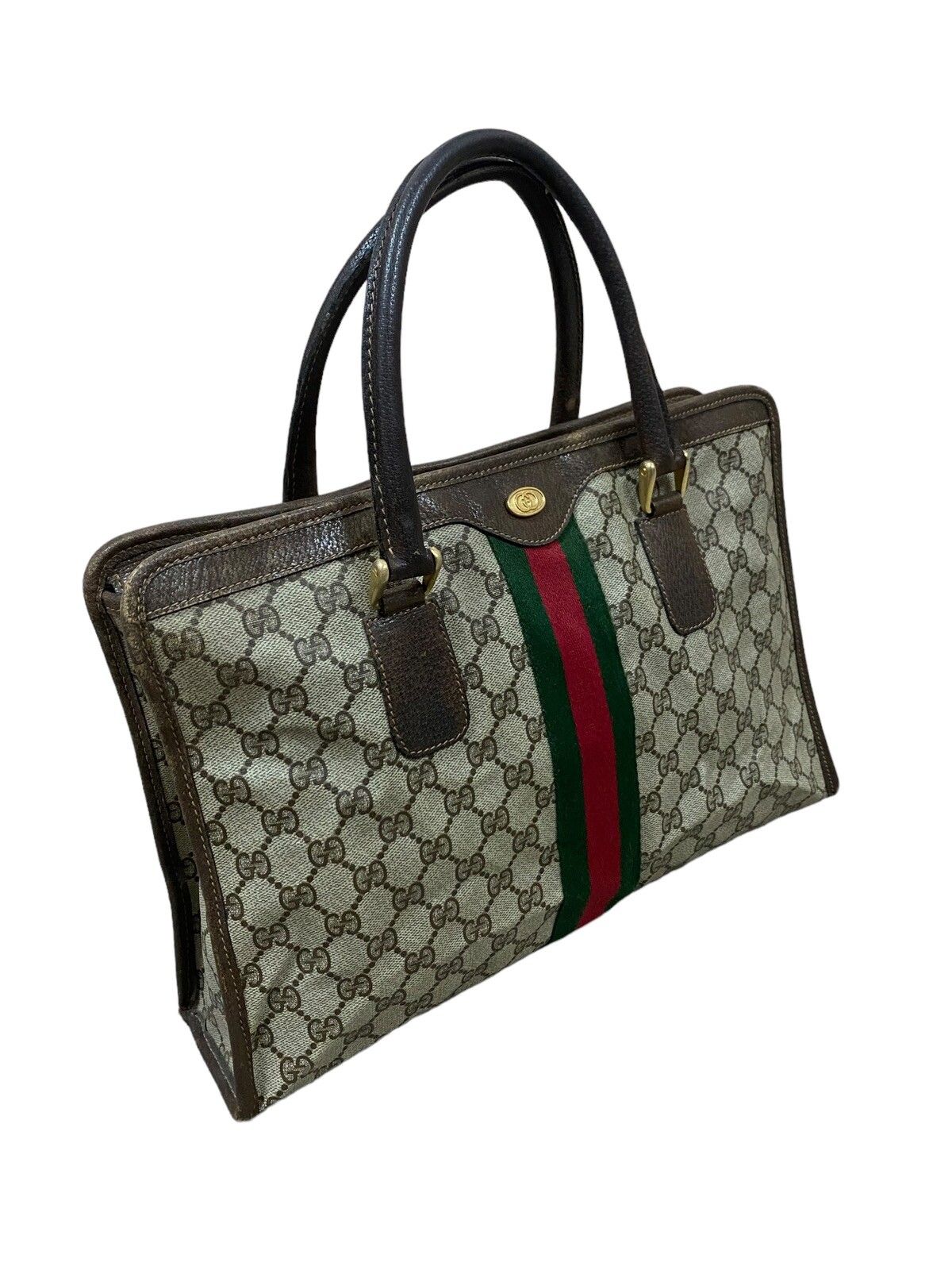 Vtg🔥Authentic Gucci GG Canvas Web Sherry Line Handbag - 5