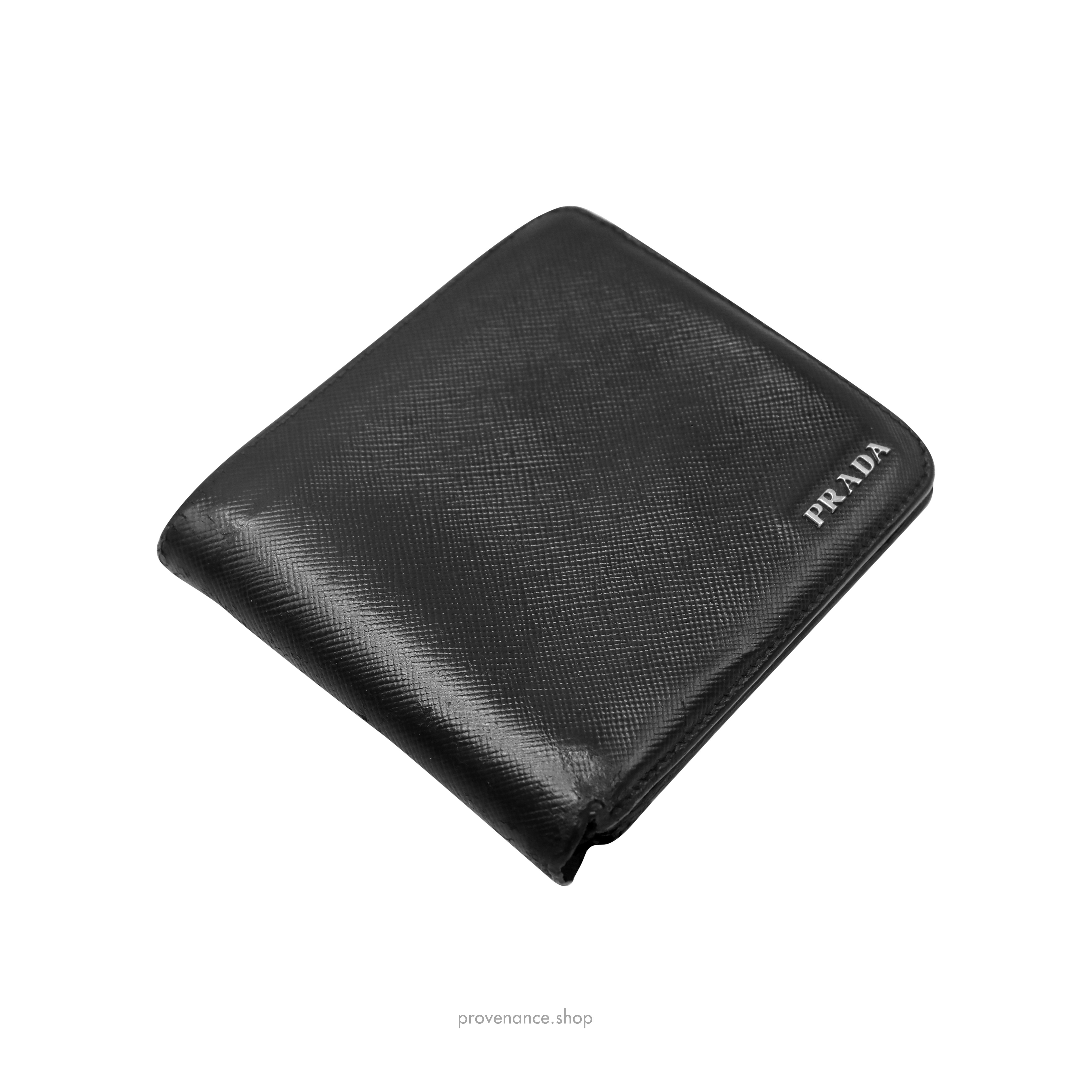 Prada Logo Bifold Wallet - Black Saffiano Leather - 5