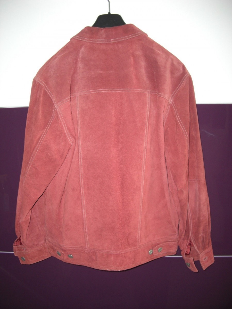 Vintage - Red 100% Real Suede Leather Jacket - 2