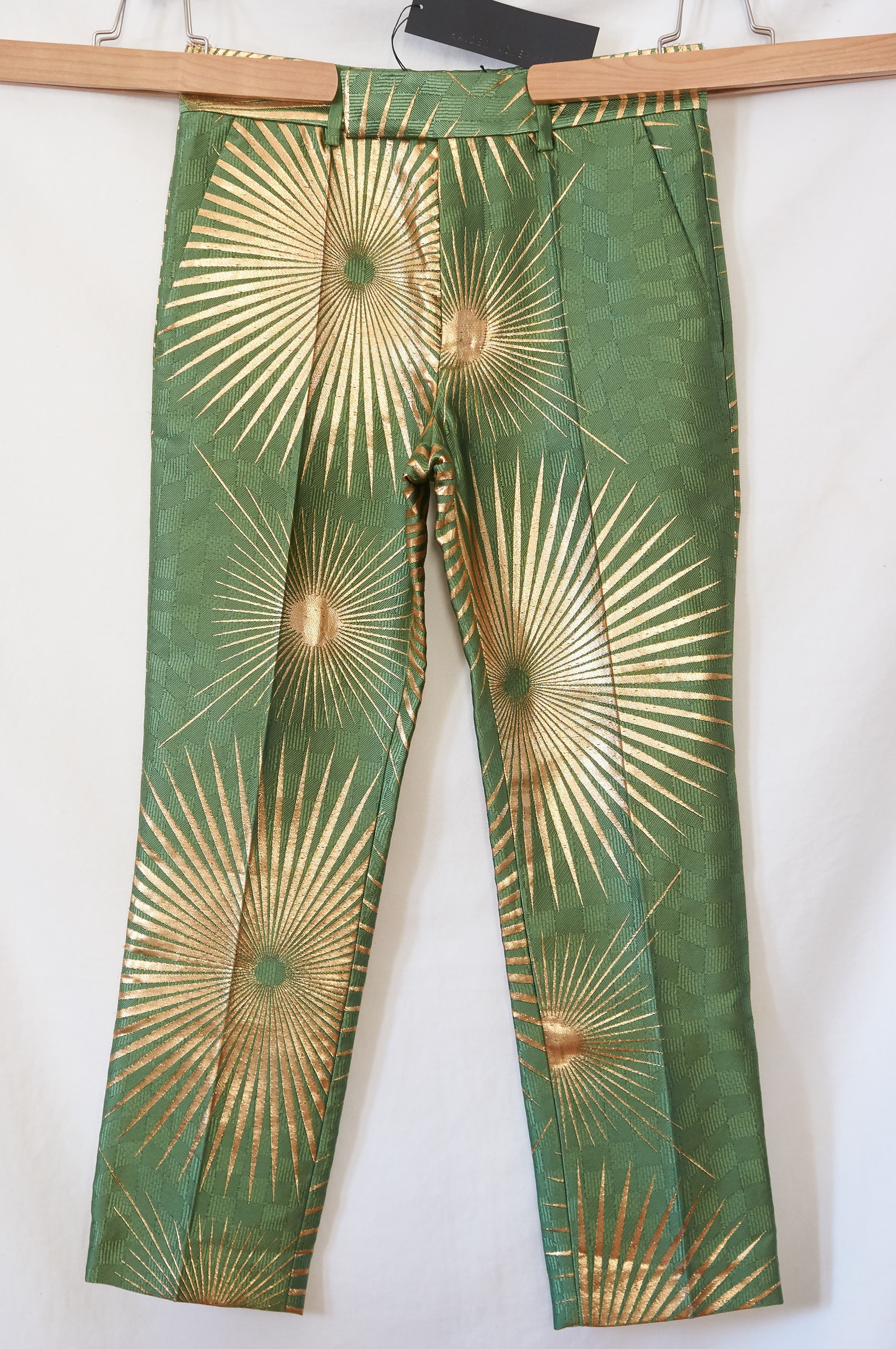 SS19 jade metallic jacquard trousers - 1