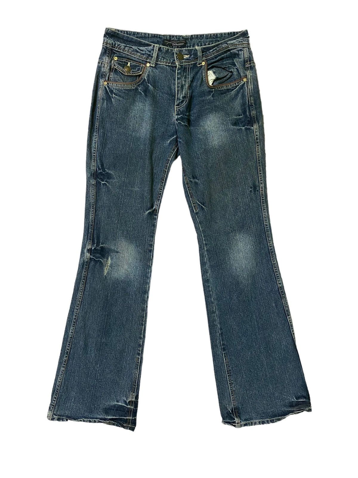 Vintage - FLARED💥 Indecent Leather Backpocket ClawMark Bootcut Denim - 2