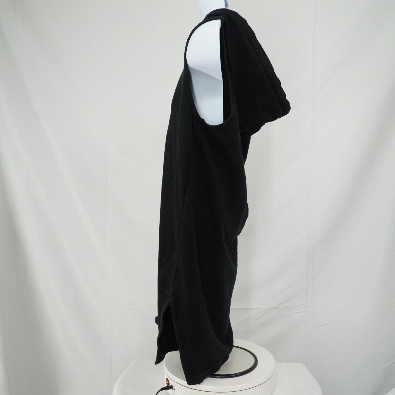 Black Zip Up Sleeveless Jacket Hoodie Cotton - Medium - 11