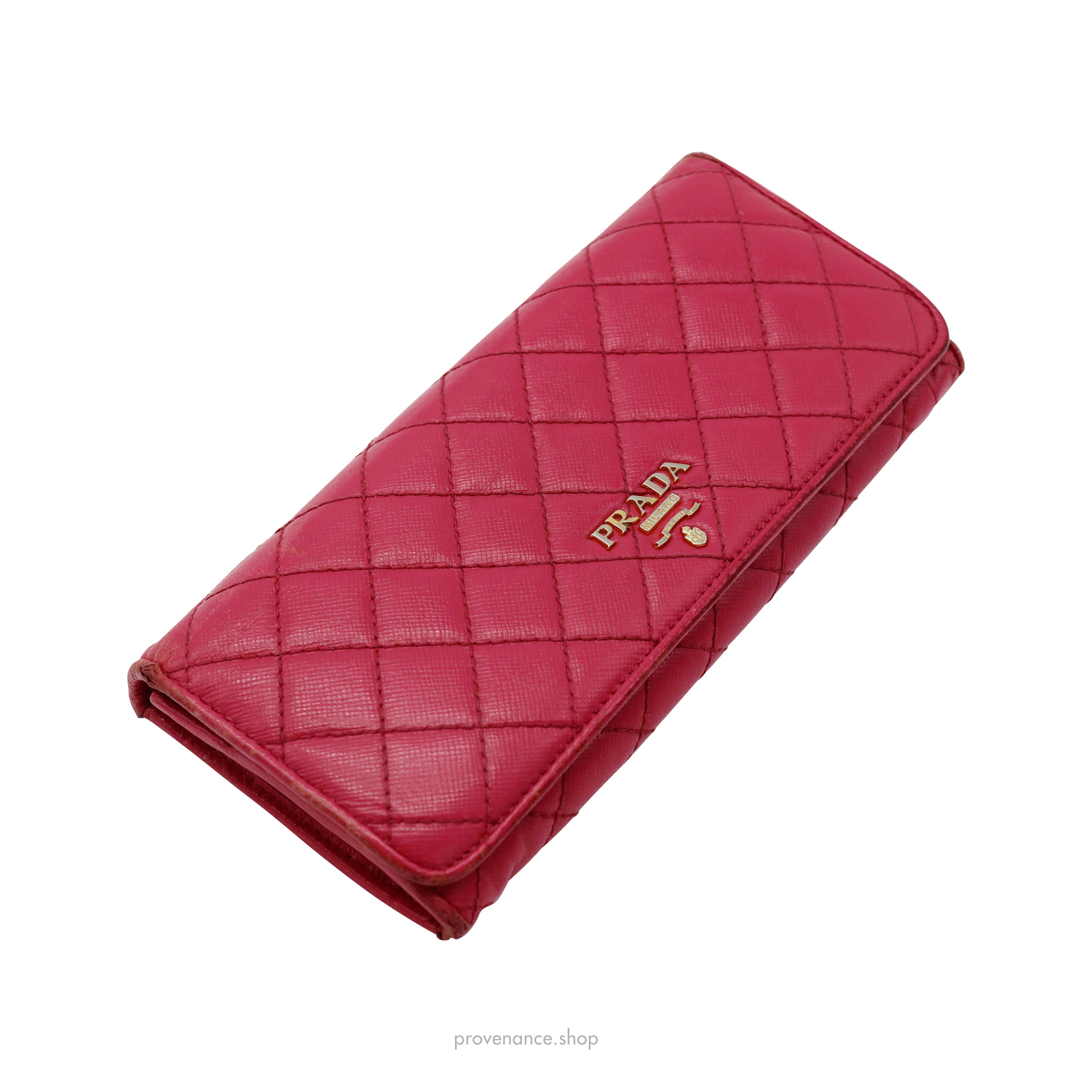 Prada Long Wallet - Pink Quilted Saffiano Leather - 3