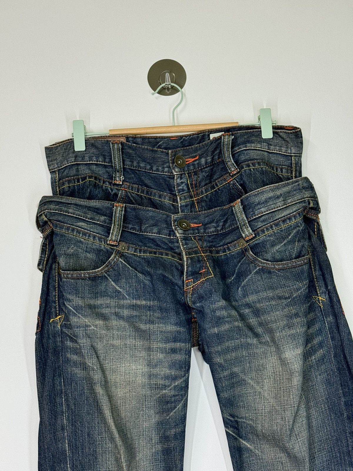 Distressed Doube Waist Junya Watanabe Denim Jeans - 4