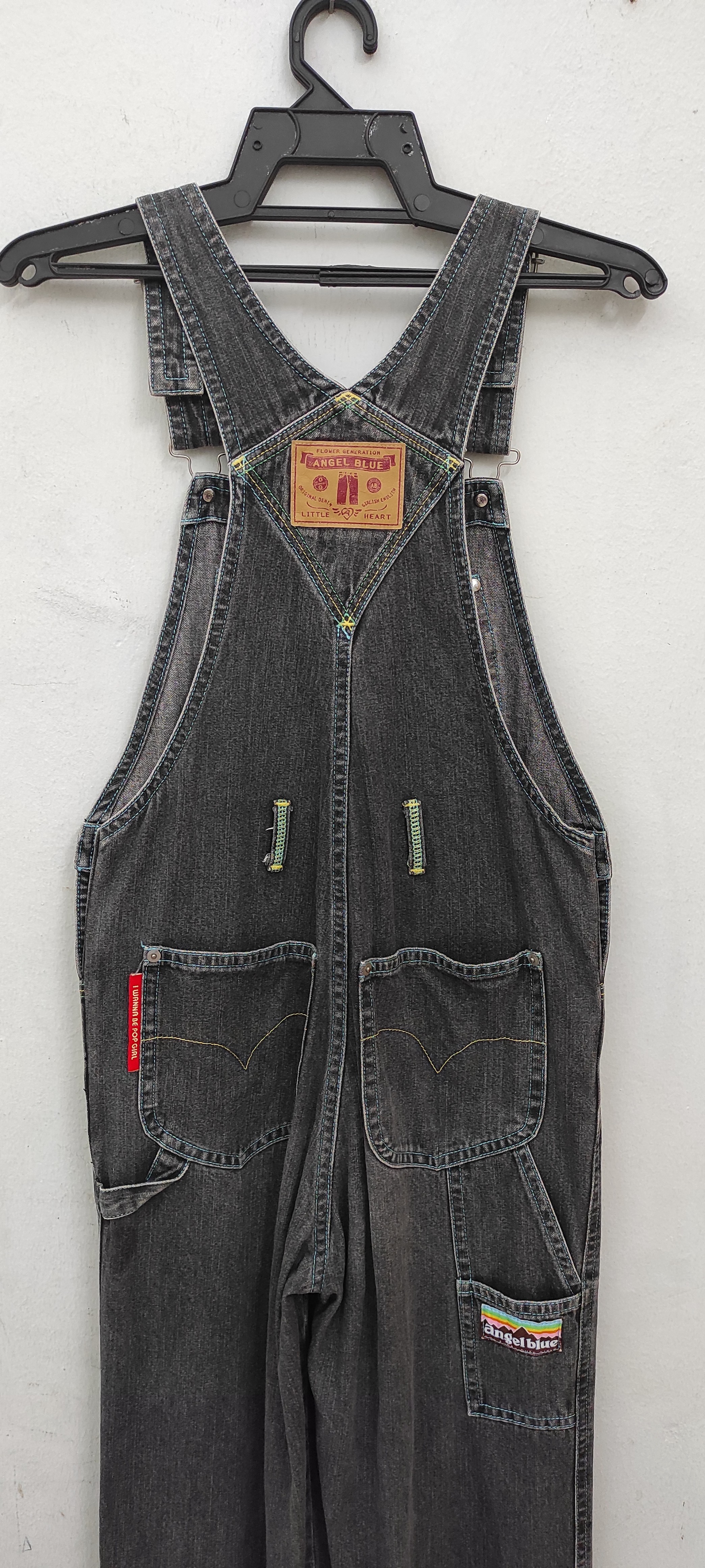 Japanese Brand - Archive 1990's ANGEL BLUE painter denim waistband overalls - 9