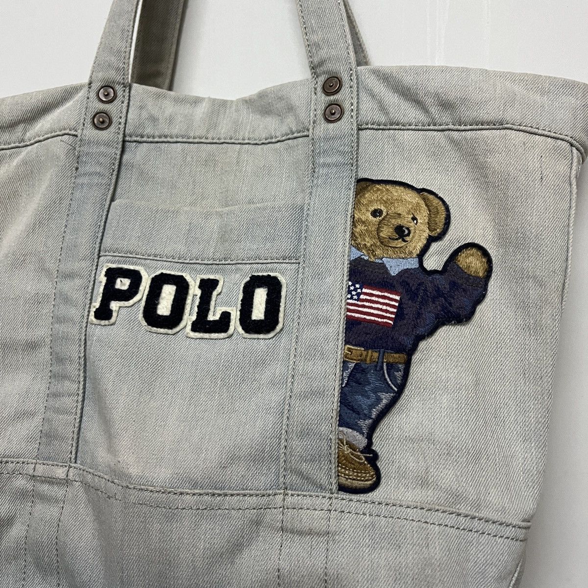 Polo Ralph Lauren Bear Rare Tote Bag Hard Cotton - 2