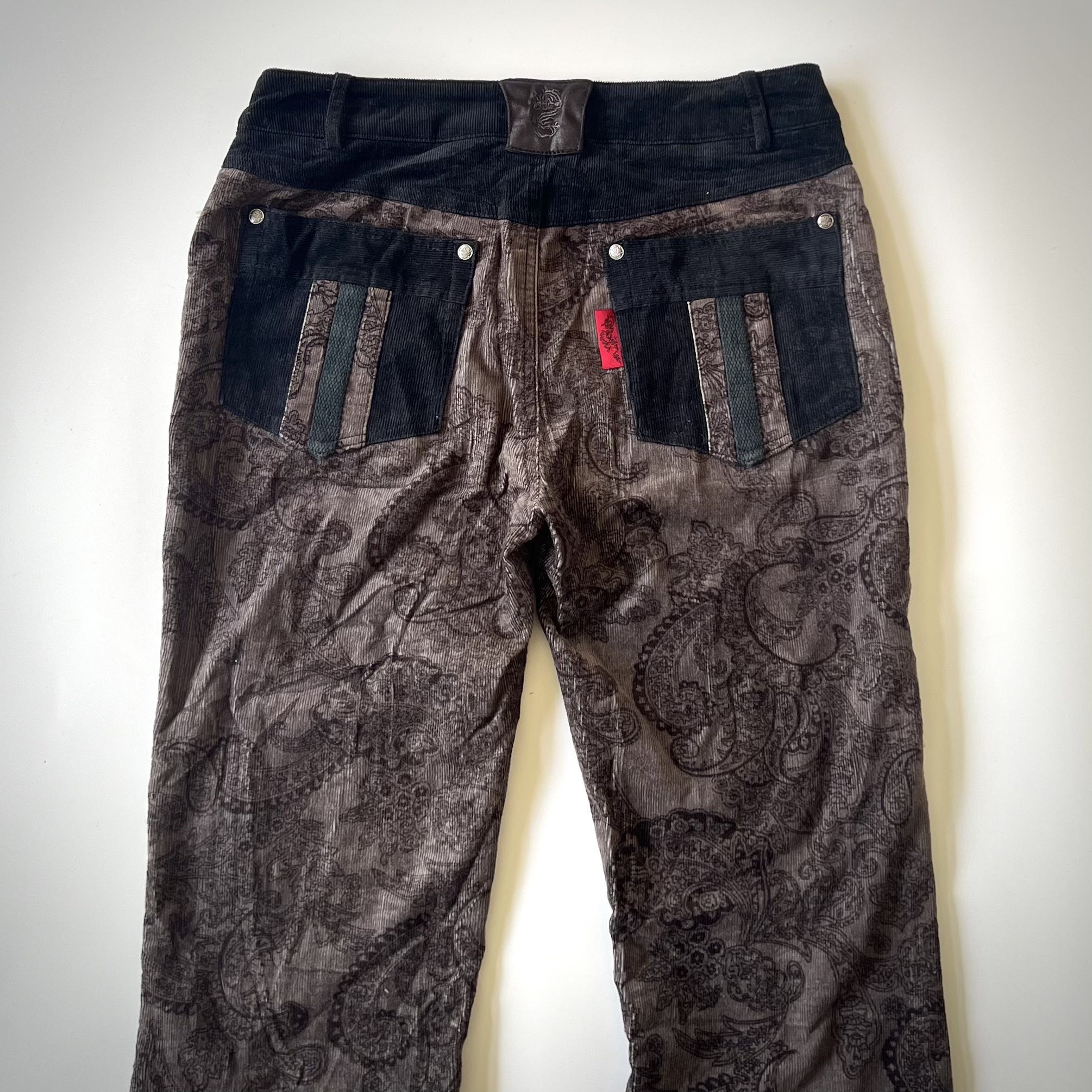Ozz On Patchwork Corduroy Studded Flare Pants - 7
