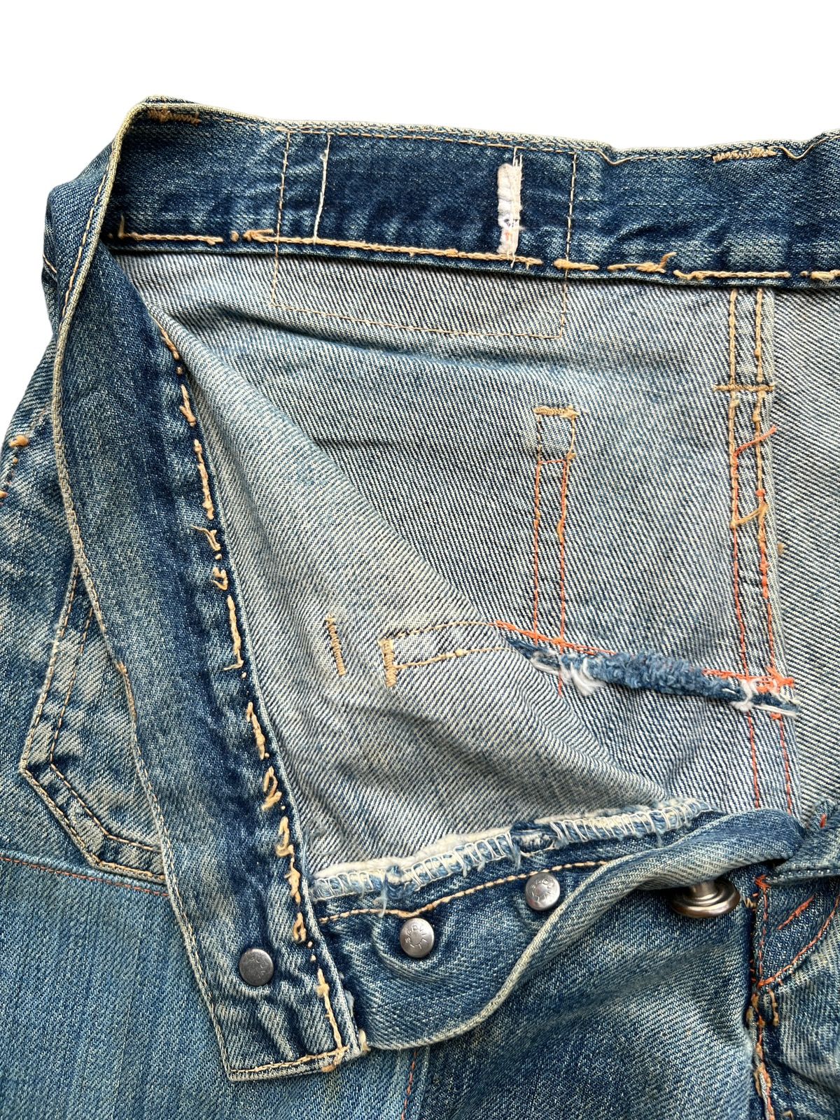 Hype - Vintage 80s Edwin Bushpant Patchwork Distressed Flare Jeans - 10