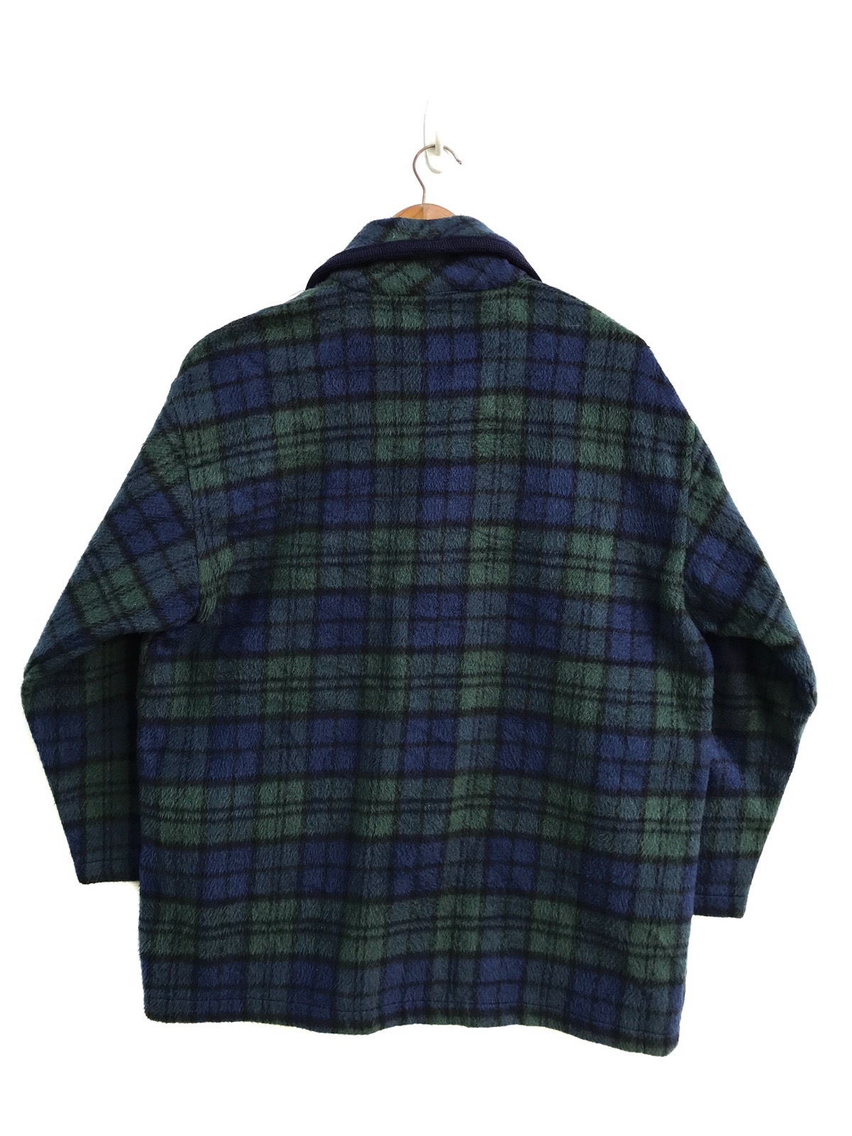 Balmain Pierre Balmain Paris Green Checkered Fleece Button Jacket