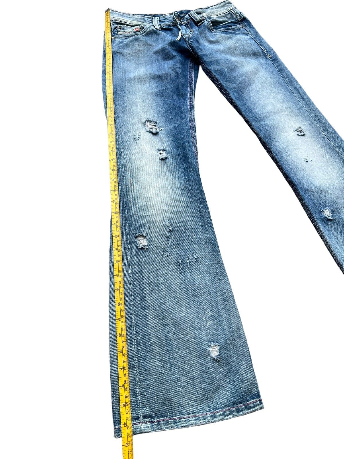 Vintage Diesel Leather Distressed Flare Lowrise Jeans 30x33 - 10