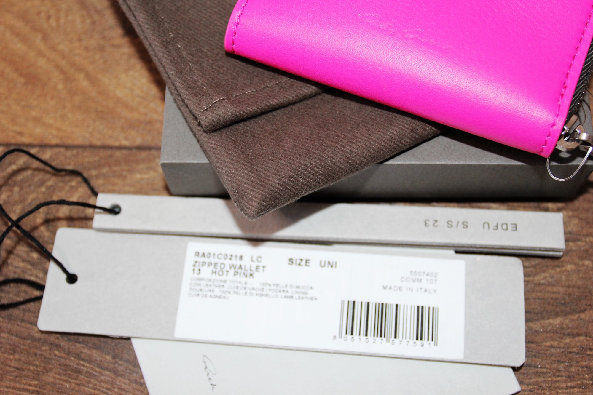 BNWT SS23 RICK OWENS "EDFU" ZIPPED WALLET PINK - 4