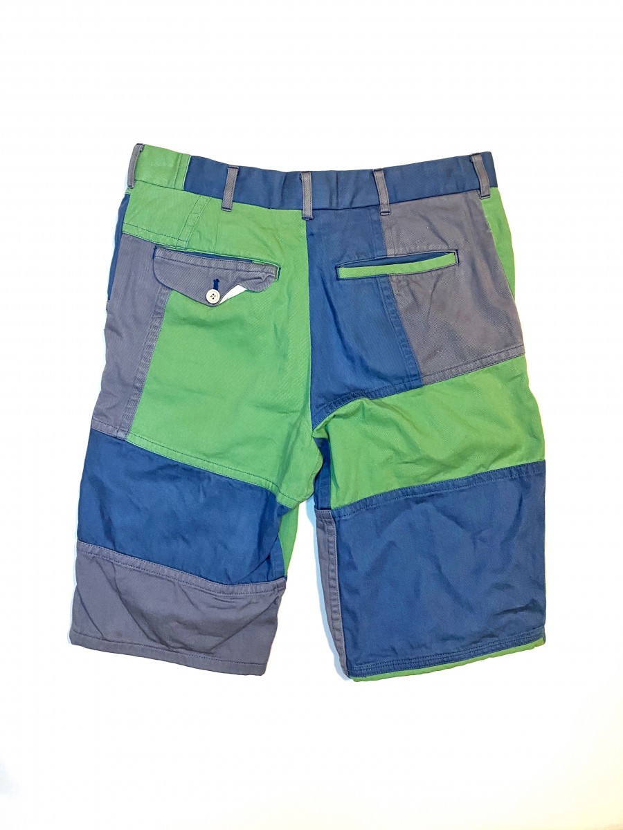 Comme des garçons shorts multicolor green patchwork shorts - 2