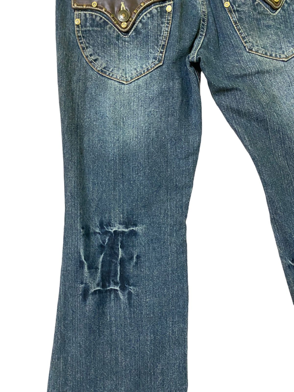 Vintage - FLARED💥 Indecent Leather Backpocket ClawMark Bootcut Denim - 16